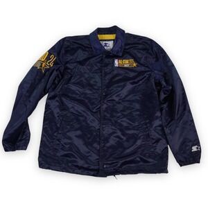 Starter NBA All Star 2024 Indianapolis Jacket Mens L Navy Windbreaker New no Tag